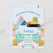 Grappige dinosaurus tractor Verjaardagsfeestje doe Briefkaart (Voorkant / Achterkant)