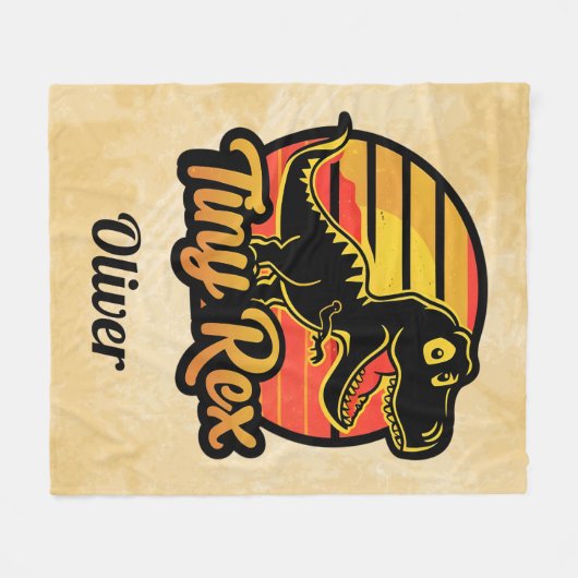 Grappige Dinosaurus Trex bij Sunset Tiny Rex Fleece Deken (Voorkant (Horizontaal))