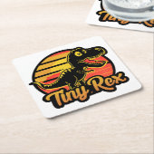 Grappige Dinosaurus Trex bij Sunset Tiny Rex Kartonnen Onderzetters (Schuin)