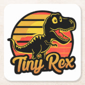 Grappige  Dinosaurus Trex bij Sunset Tiny Rex Kartonnen Onderzetters (Voorkant)