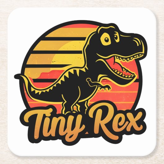 Grappige Dinosaurus Trex bij Sunset Tiny Rex Kartonnen Onderzetters (Voorkant)