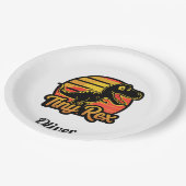 Grappige  Dinosaurus Trex bij Sunset Tiny Rex Papieren Bordje (Gekanteld)