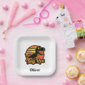 Grappige  Dinosaurus Trex bij Sunset Tiny Rex Papieren Bordje (Feest)