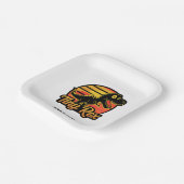 Grappige  Dinosaurus Trex bij Sunset Tiny Rex Papieren Bordje (Gebogen)