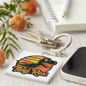 Grappige  Dinosaurus Trex bij Sunset Tiny Rex Sleutelhanger (Voorkant Rechts)
