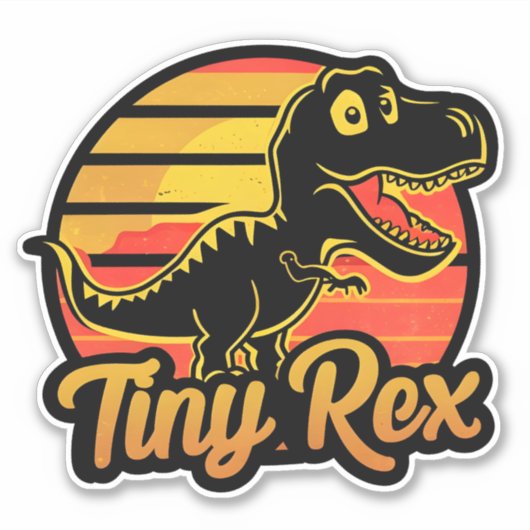 Grappige Dinosaurus Trex bij Sunset Tiny Rex Sticker (Voorkant)
