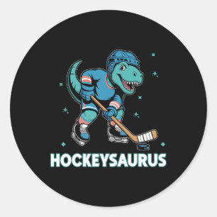 Grappige dinosaurus Trex hockey kids Hockeysaurus Ronde Sticker