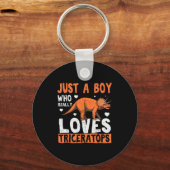 Grappige Dinosaurus Triceratops Kleding Voor Jonge Sleutelhanger (Voorkant)