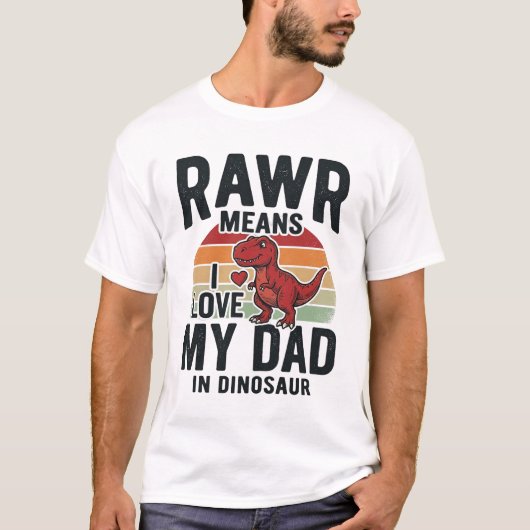 Grappige dinosaurus vader RAWR vintage shirt ontwe (Voorkant)