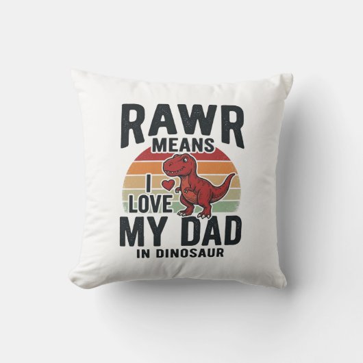 Grappige dinosaurus vader RAWR vintage shirt ontwe Kussen (Voorkant)