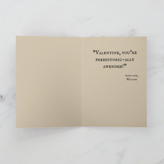 Grappige dinosaurus Valentijnsdag Feestdagen Kaart (Binnen)