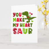 Grappige Dinosaurus Valentijnskaart Kaart (Gele Bloem)