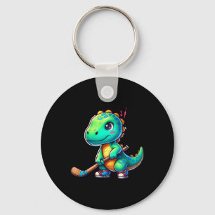 Grappige dinosaurus veldhockeyspeler Cool team  Sleutelhanger