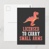 Grappige dinosaurus - vergunning om handvuurwapens briefkaart (Voorkant / Achterkant)