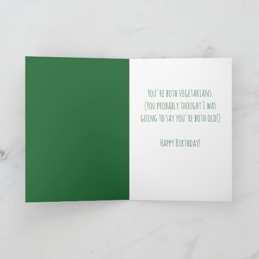 Grappige dinosaurus verjaardagskaart voor vegetari kaart (Binnen)