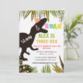 Grappige Dinosaurus verjaardagsuitnodiging Kaart (Staand voorkant)