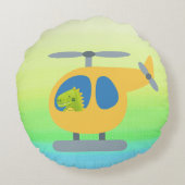 Grappige dinosaurus vliegende gele helikopter part rond kussen (Achterkant)