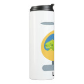 Grappige dinosaurus vliegende gele helikopter part thermosbeker (Gedraaid links)