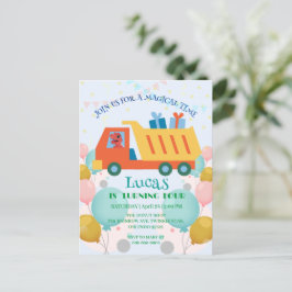 Grappige dinosaurus vuilniswagen Verjaardagsfeestn Briefkaart