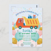 Grappige dinosaurus vuilniswagen Verjaardagsfeestn Briefkaart (Voorkant / Achterkant)