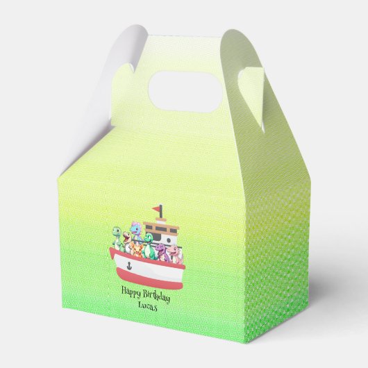 Grappige dinosaurus Yacht Verjaardagsfeestje DIY N Bedankdoosjes (Voorkant Zijde)