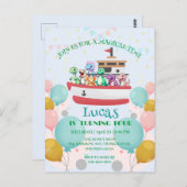 Grappige dinosaurus Yacht Verjaardagsfeestje DIY N Briefkaart (Voorkant / Achterkant)