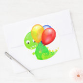 Grappige dinosaurusballon ronde sticker (Envelop)
