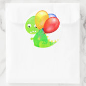 Grappige dinosaurusballon ronde sticker (Tas)