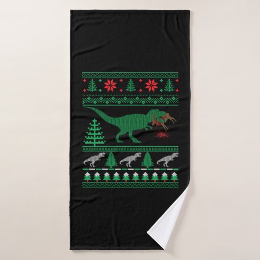 GRAPPIGE DINOSAURUSBOOM REX MET KERSTVERLICHTING T BADHANDDOEK (Badhanddoek)