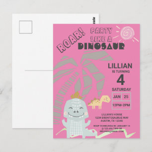 Grappige dinosaurusbrul uitnodiging voor kinderver