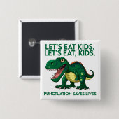 Grappige dinosaurusgrammaticalles vierkante button 5,1 cm (Voorkant /achterkant)