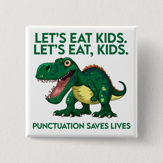 Grappige dinosaurusgrammaticalles vierkante button 5,1 cm (Voorkant)