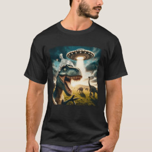 Grappige dinosaurusontvoering door UFO-selfie hila T-shirt
