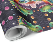 Grappige dinosaurussen in de ruimte en dino-avontu cadeaupapier (Rol Hoek)
