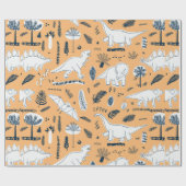 grappige dinosaurussen met palmbladeren cadeaupapier (Vlak)