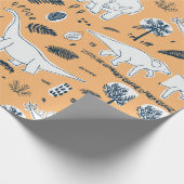 grappige dinosaurussen met palmbladeren cadeaupapier (Hoek)