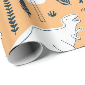 grappige dinosaurussen met palmbladeren cadeaupapier (Rol Hoek)