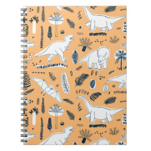 grappige dinosaurussen met palmbladeren notitieboek