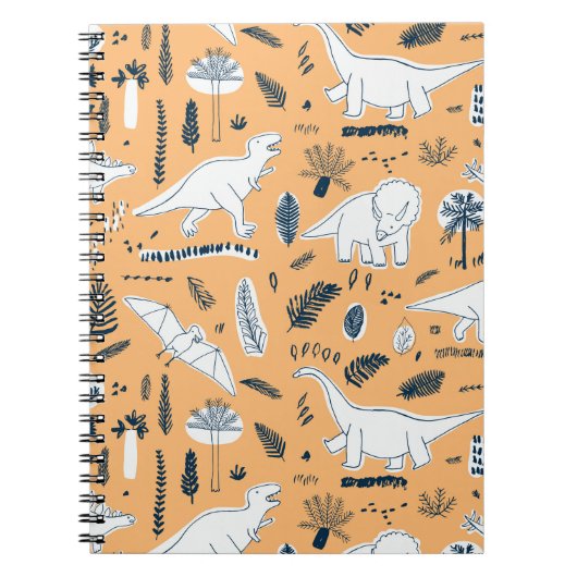 grappige dinosaurussen met palmbladeren notitieboek (Voorkant)