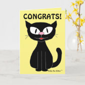 Grappige diploma kaart cartoon kat (Gele Bloem)