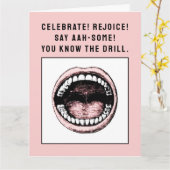 Grappige diploma-uitreiking tandartsenopleiding kaart (Gele Bloem)