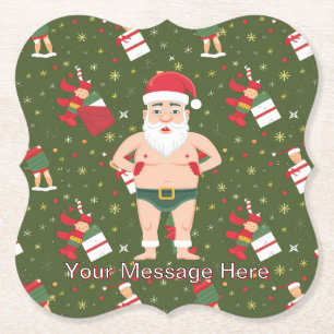 Grappige Dirty Santa Christmas Collectie Papieren  Kartonnen Onderzetters