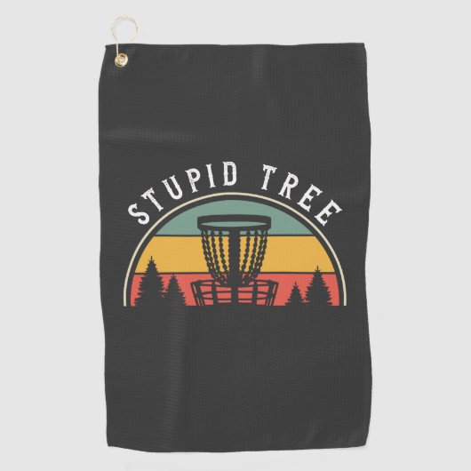 Grappige Disc Golf Lover Stupid Tree Golfhanddoek (Voorkant)
