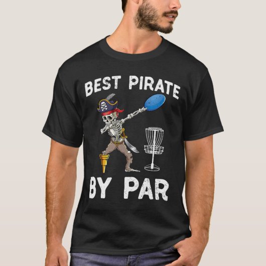 Grappige Disc Golf Piraat Skelet Halloween Frisbee T-shirt (Voorkant)