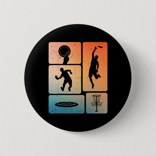 Grappige Disc Golf Speler Cool Vliegende Schijf Sp Ronde Button 5,7 Cm (Voorkant)