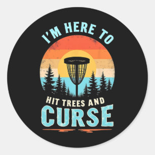 Grappige Discgolf - Retro Boom Treffende Humor Ronde Sticker