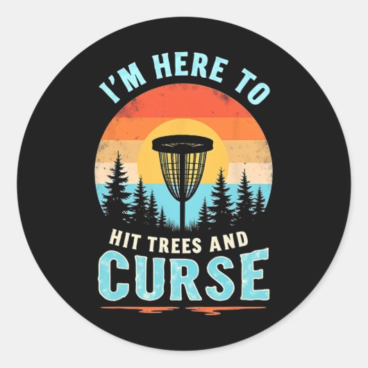 Grappige Discgolf - Retro Boom Treffende Humor Ronde Sticker (Voorkant)