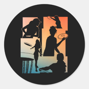 Grappige Discgolfspeler Cool Vliegende Schijf Spor Ronde Sticker