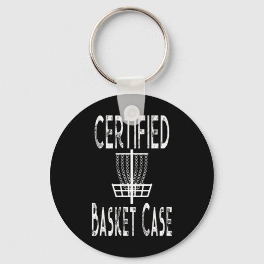 Grappige Discgolfspeler Gecertificeerde Basket Cas Sleutelhanger (Voorkant)