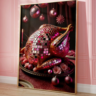 Grappige Disco Kalkoen Muur Kunst Poster